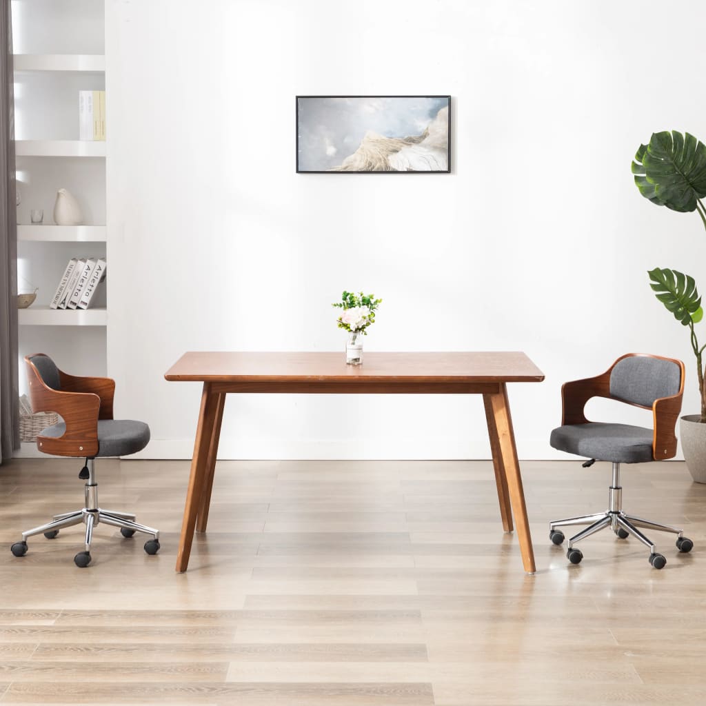 Drehbarer Bürostuhl Schwarz Bugholz und Kunstleder