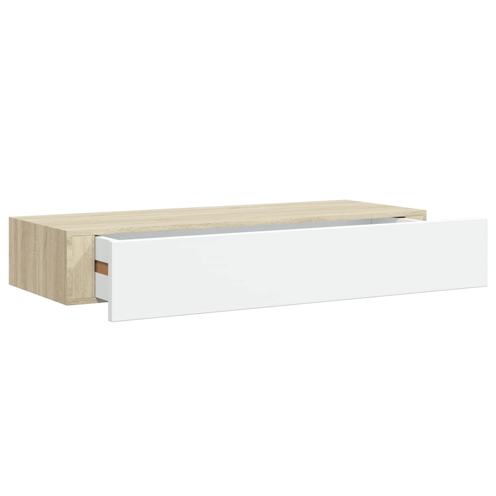 Wandregal mit Schublade Weiß 40x23,5x10 cm MDF