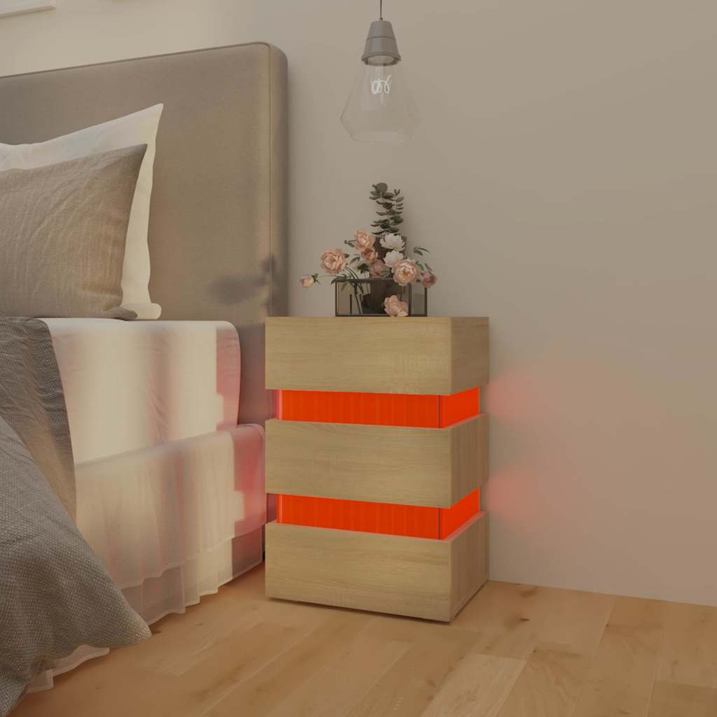 LED-Nachttisch Weiß 45x35x67 cm Holzwerkstoff