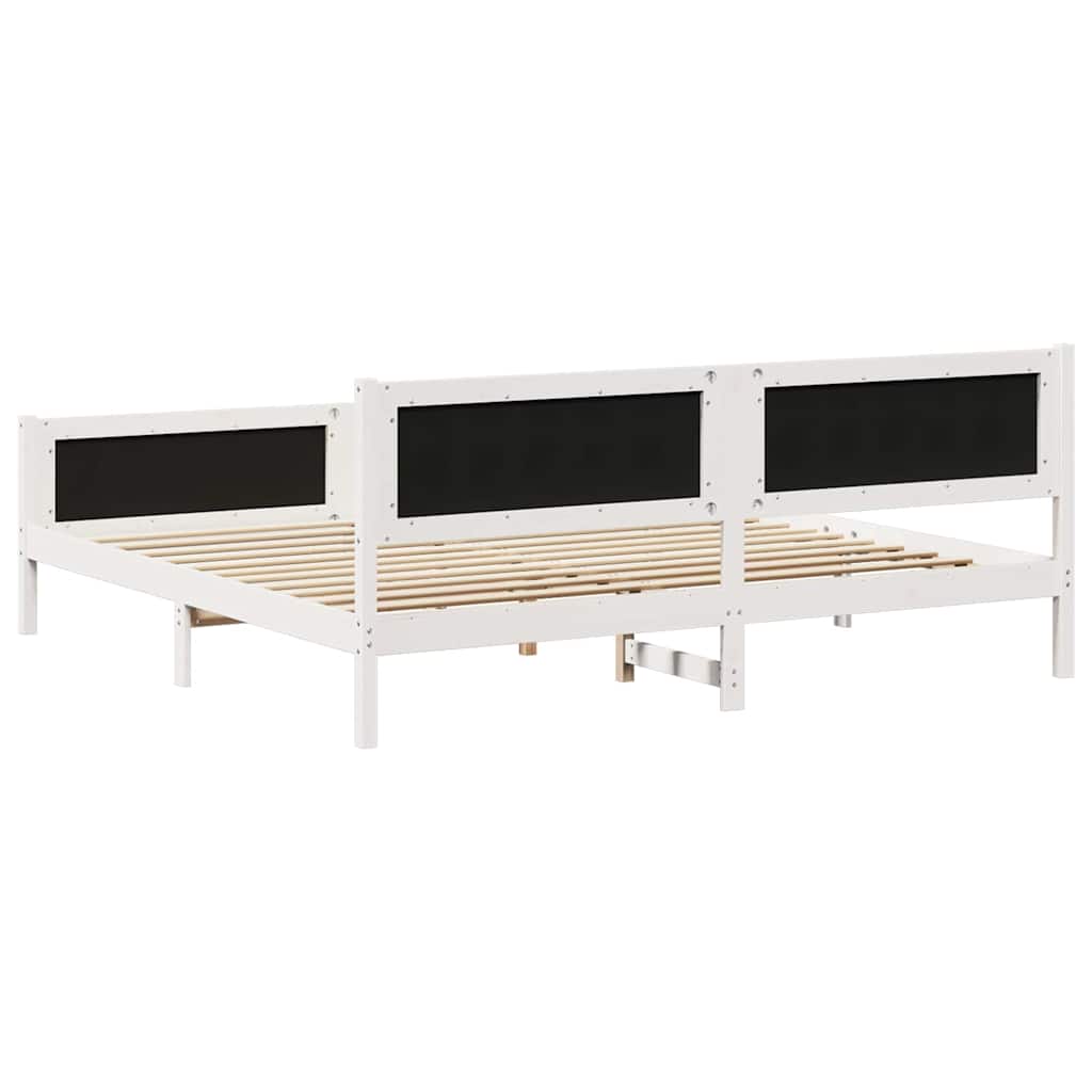 Bettgestell Braun und hellgrau 200 x 200 cm Massivholz Kiefer