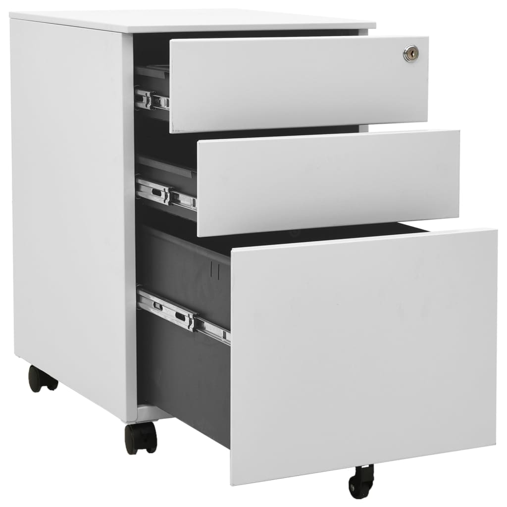 Aktenschrank mit Rollen Weiß 39x45x60 cm Stahl