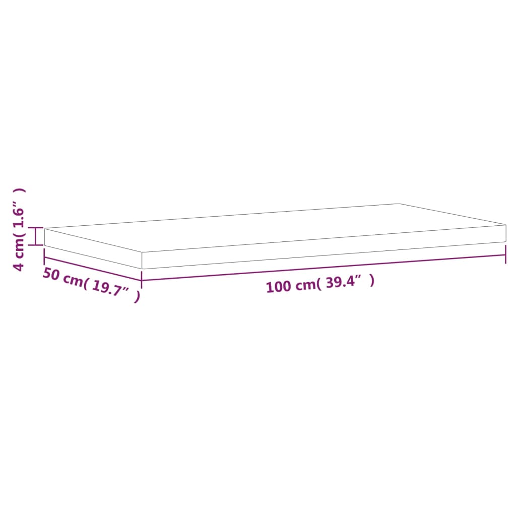 Tischplatte 80x40x1,5 cm Rechteckig Massivholz Buche