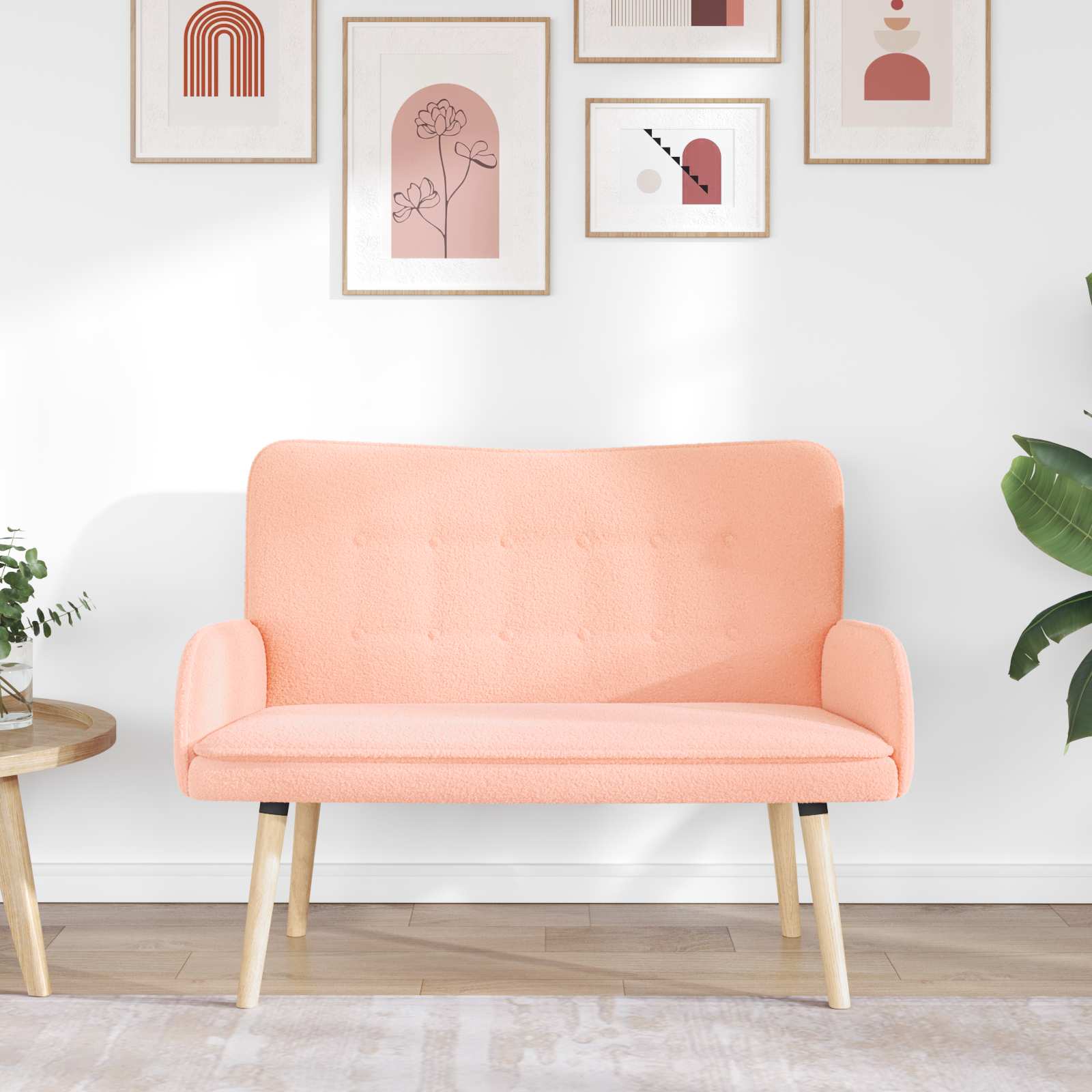 2-Sitzer Sofa Hellgrau 115 x 61 x 87 cm Bouclé