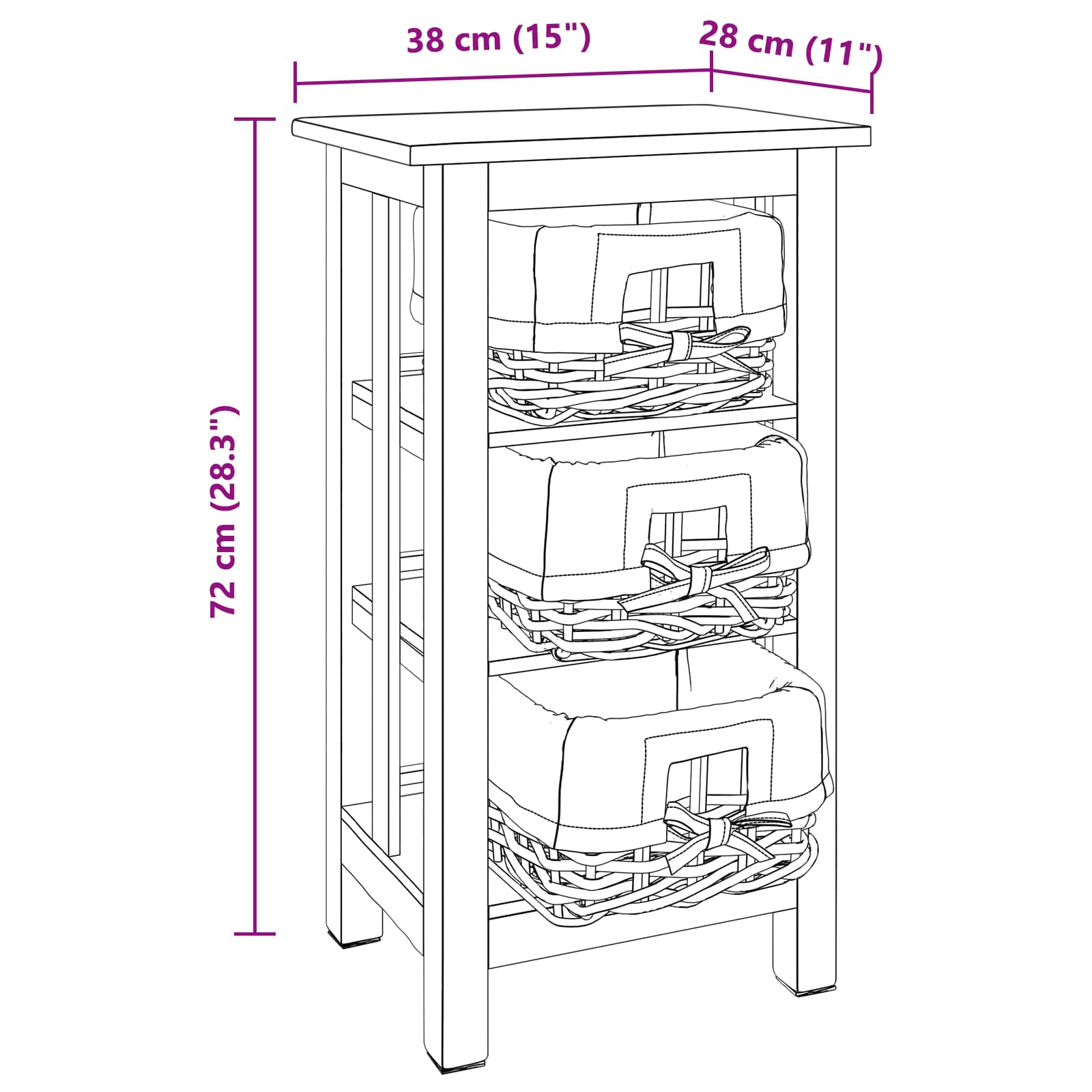 Beistelltisch Braun 38 x 28 x 35 cm Massivholz Mahagoni