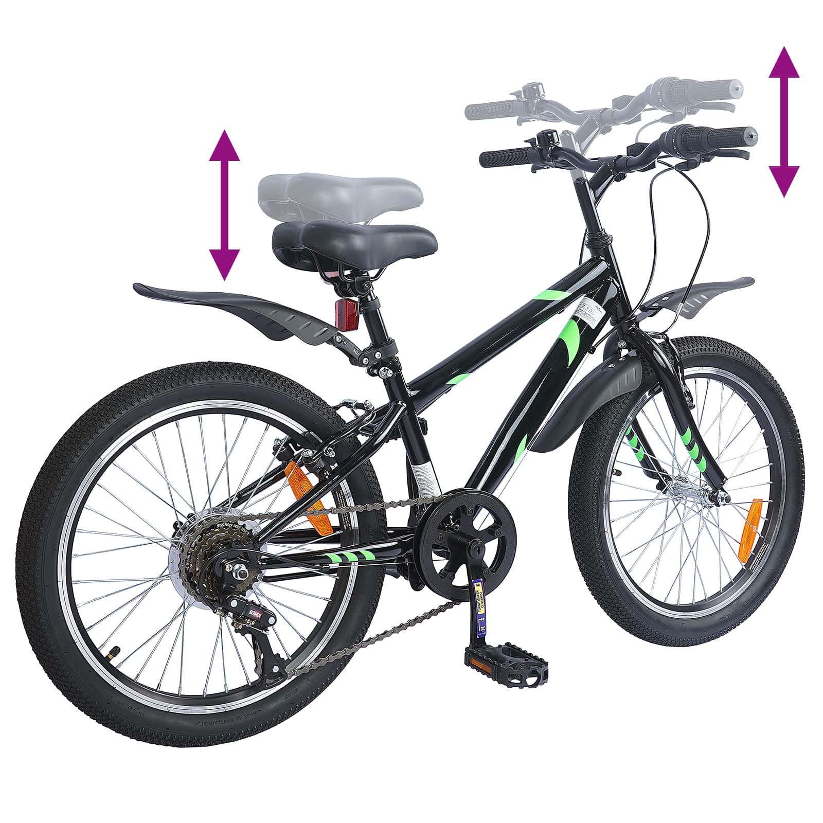Kinderfahrrad 20 Zoll 6-Speed für 6-11 Jahre alt Schwarz