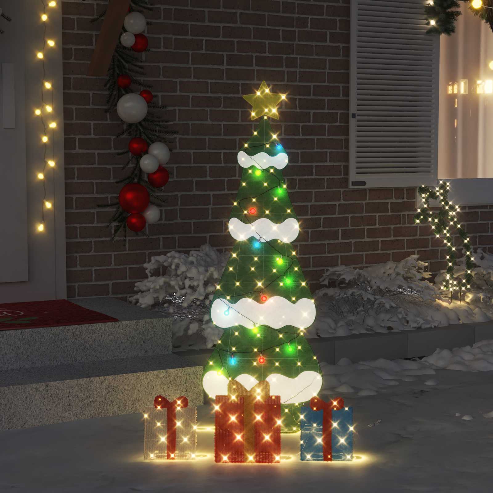 Beleuchteter Weihnachtsbaum mit 3 Geschenkboxen 2D Warm Weiß