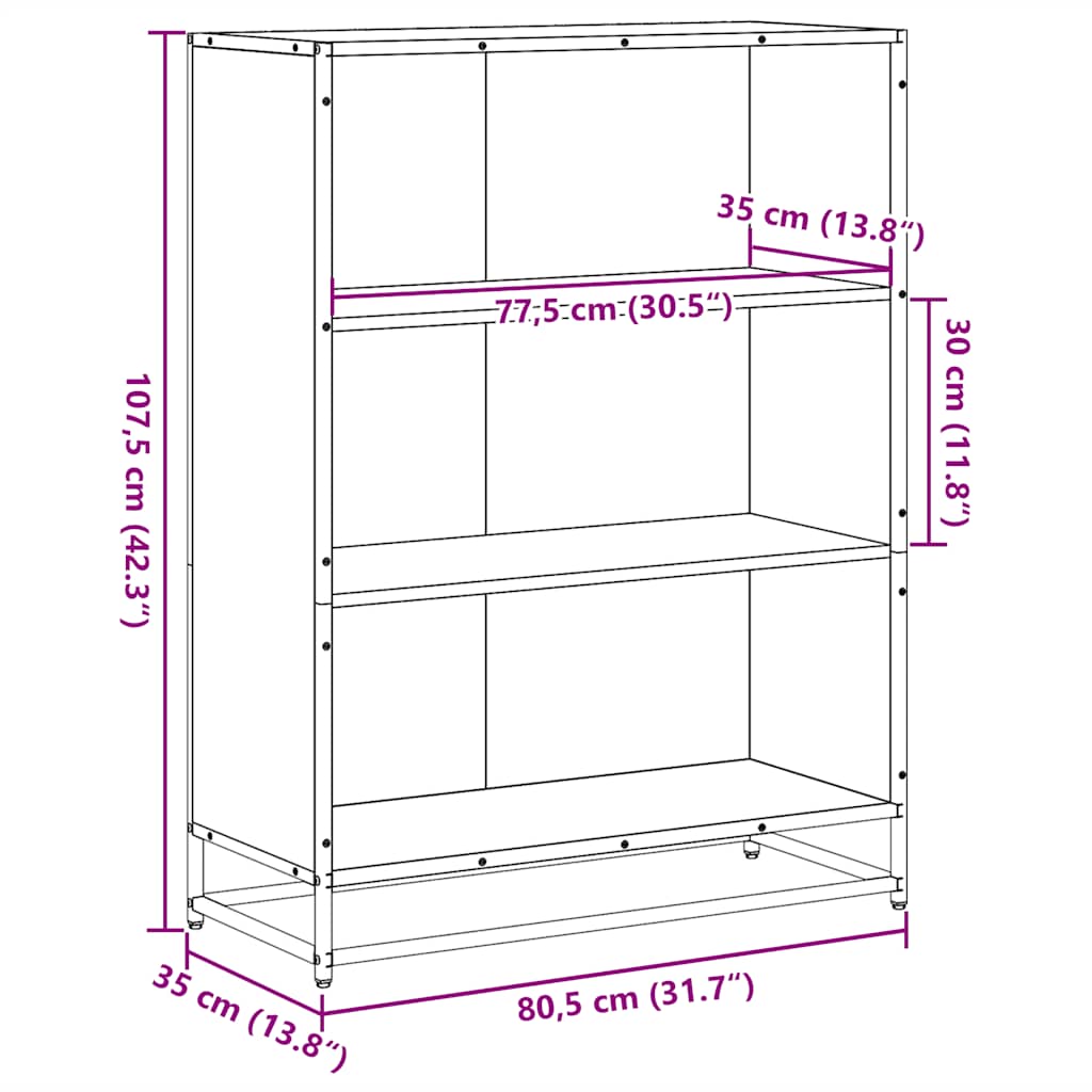 Bücherregal Schwarz 60x35x139 cm Holzwerkstoff