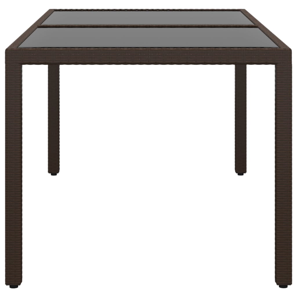 Gartentisch 150x90x75 cm Hartglas und Poly Rattan Schwarz