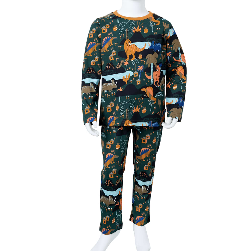 Kinderpyjama mit Langen Ärmeln Dunkelgrün 92
