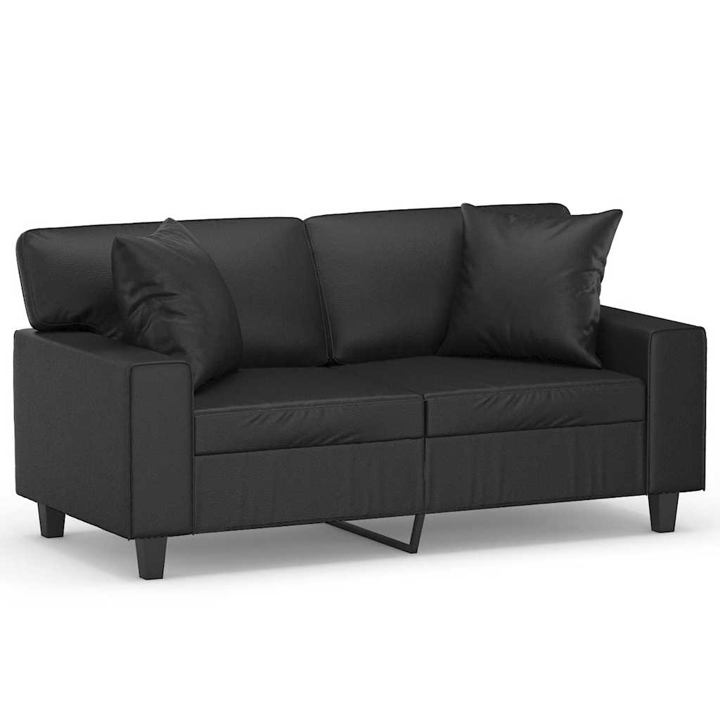 2-Sitzer-Sofa mit Zierkissen Creme 120 cm Kunstleder