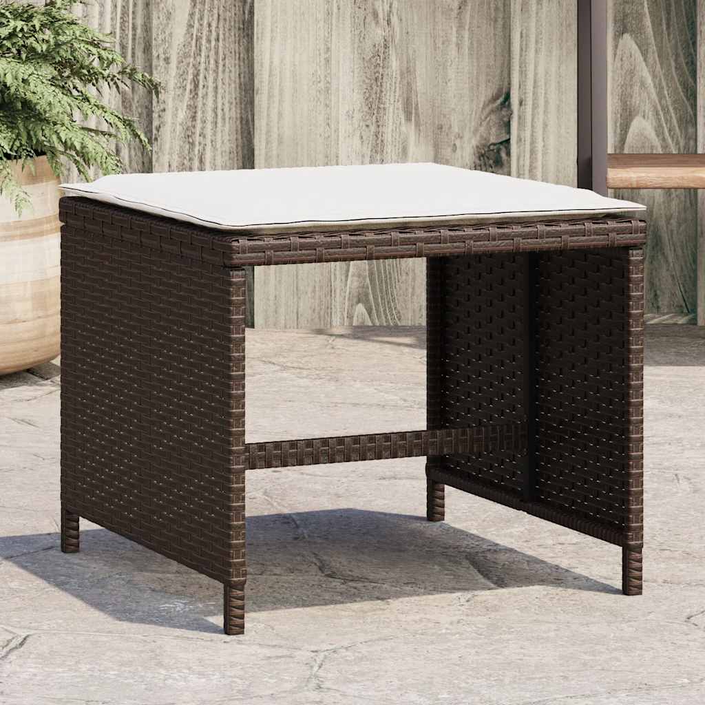 Gartenhocker mit Kissen 4 Stk. Schwarz 41x41x36 cm Poly Rattan