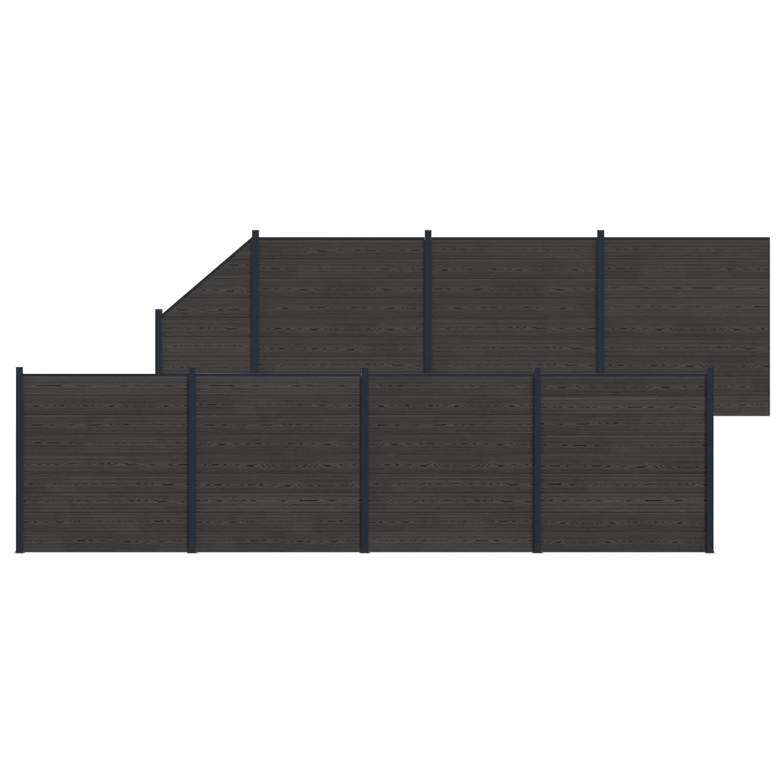 Zaunelement WPC 180x186 cm Schwarz