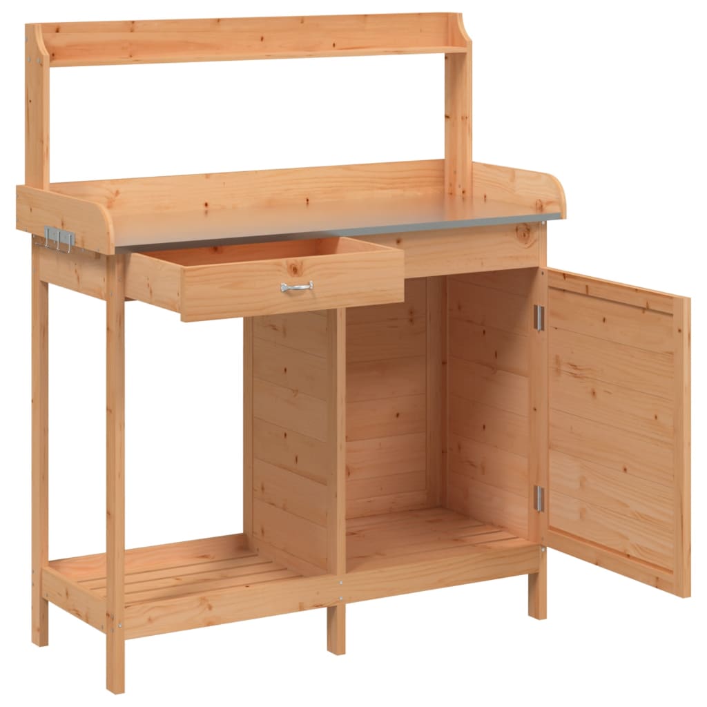 Pflanztisch mit Schrank 110,5x45x124,5 cm Massivholz Tanne