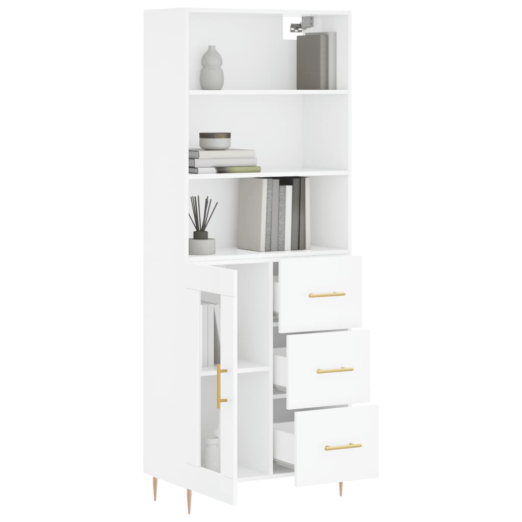 Highboard Hochglanz-Weiß 69,5x34x180 cm Holzwerkstoff