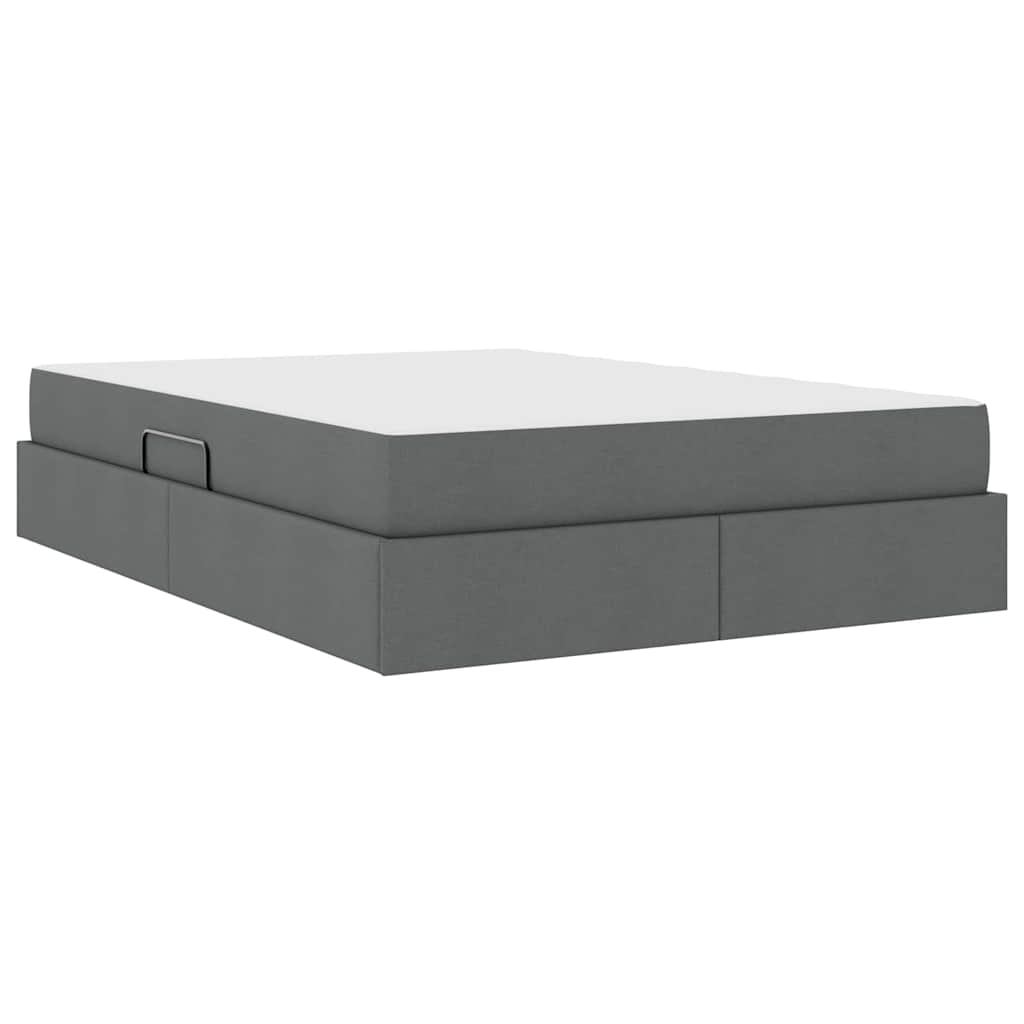 Aufbewahrungsbett mit Matratze Hellgrau 90 x 190 cm Polyester