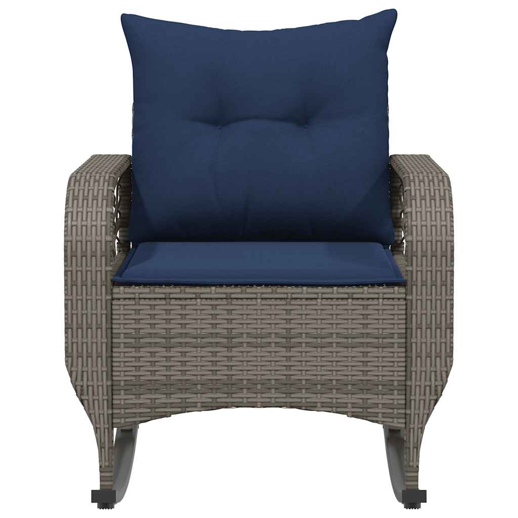 Garten-Schaukelstuhl mit Kissen Schwarz Poly Rattan