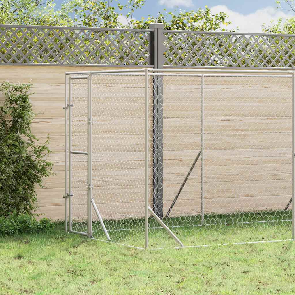 Outdoor-Hundezwinger Silbern 2x2x2 m Verzinkter Stahl