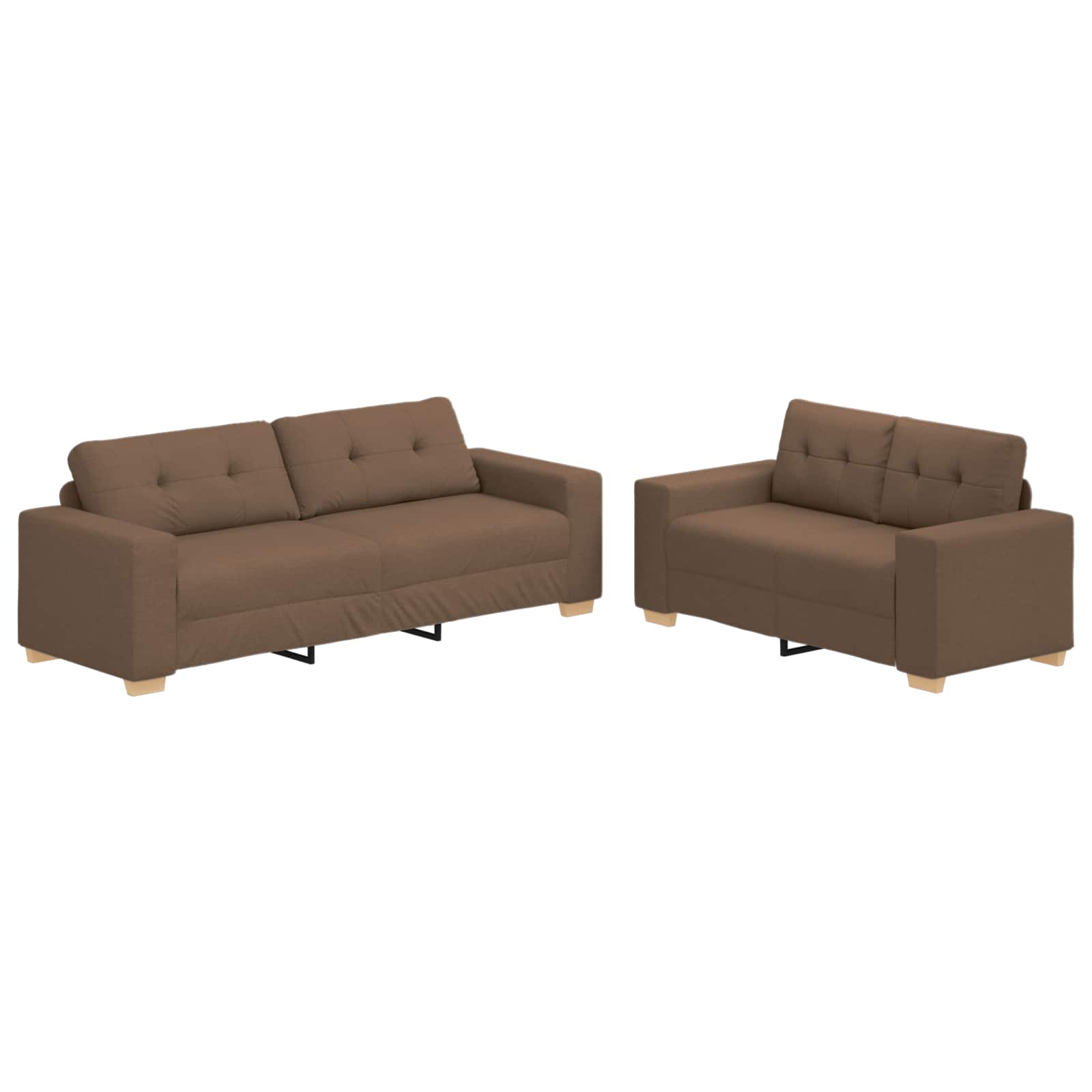 2-teiliges Sofa-Set mit Kissen, hellgrauer Stoff