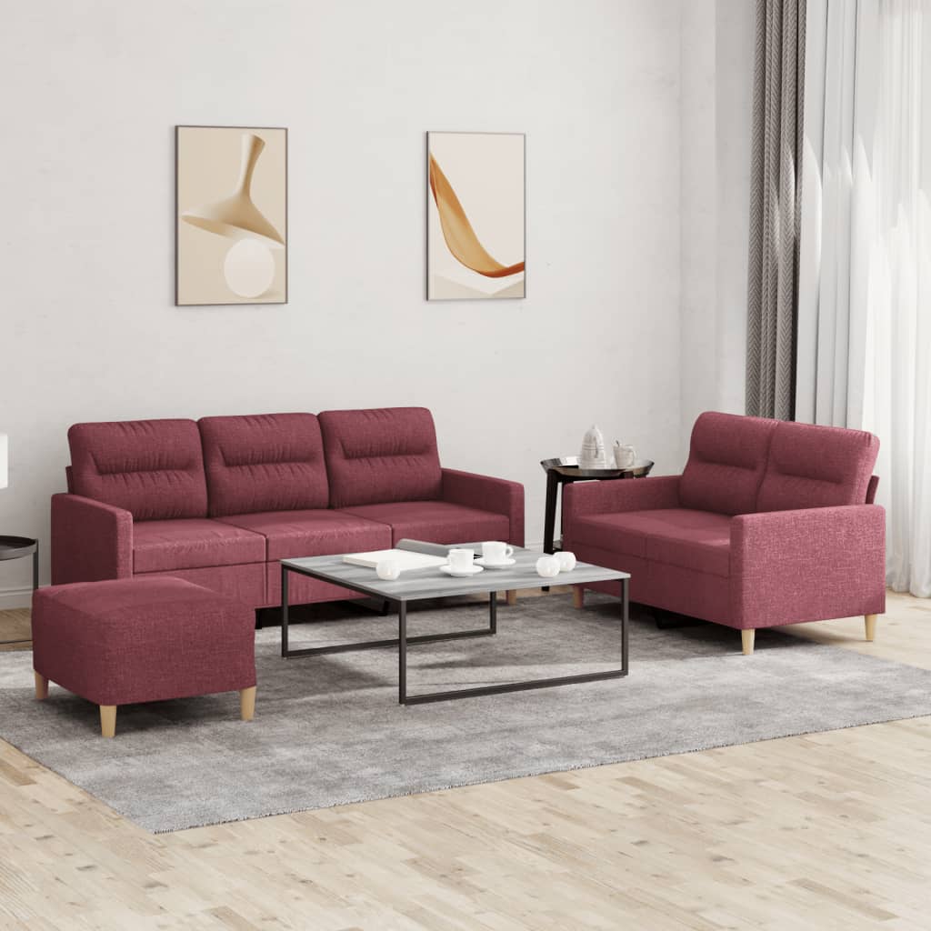 3-tlg. Sofagarnitur mit Kissen Taupe Stoff