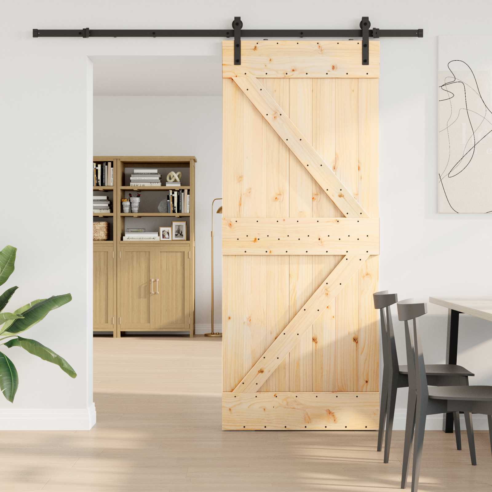 Schiebetür NARVIK Natürlich und Schwarz 70 x 210 cm (152,5 cm)