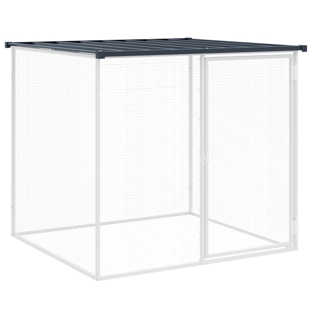Hühnerkäfig mit Dach Anthrazit 203x98x90 cm Verzinkter Stahl