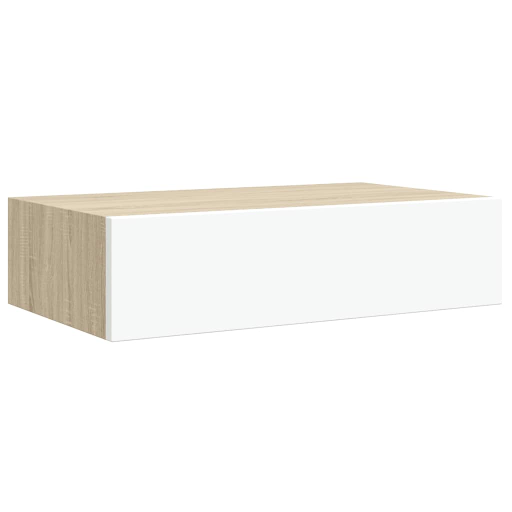 Wandregal mit Schublade Weiß 40x23,5x10 cm MDF
