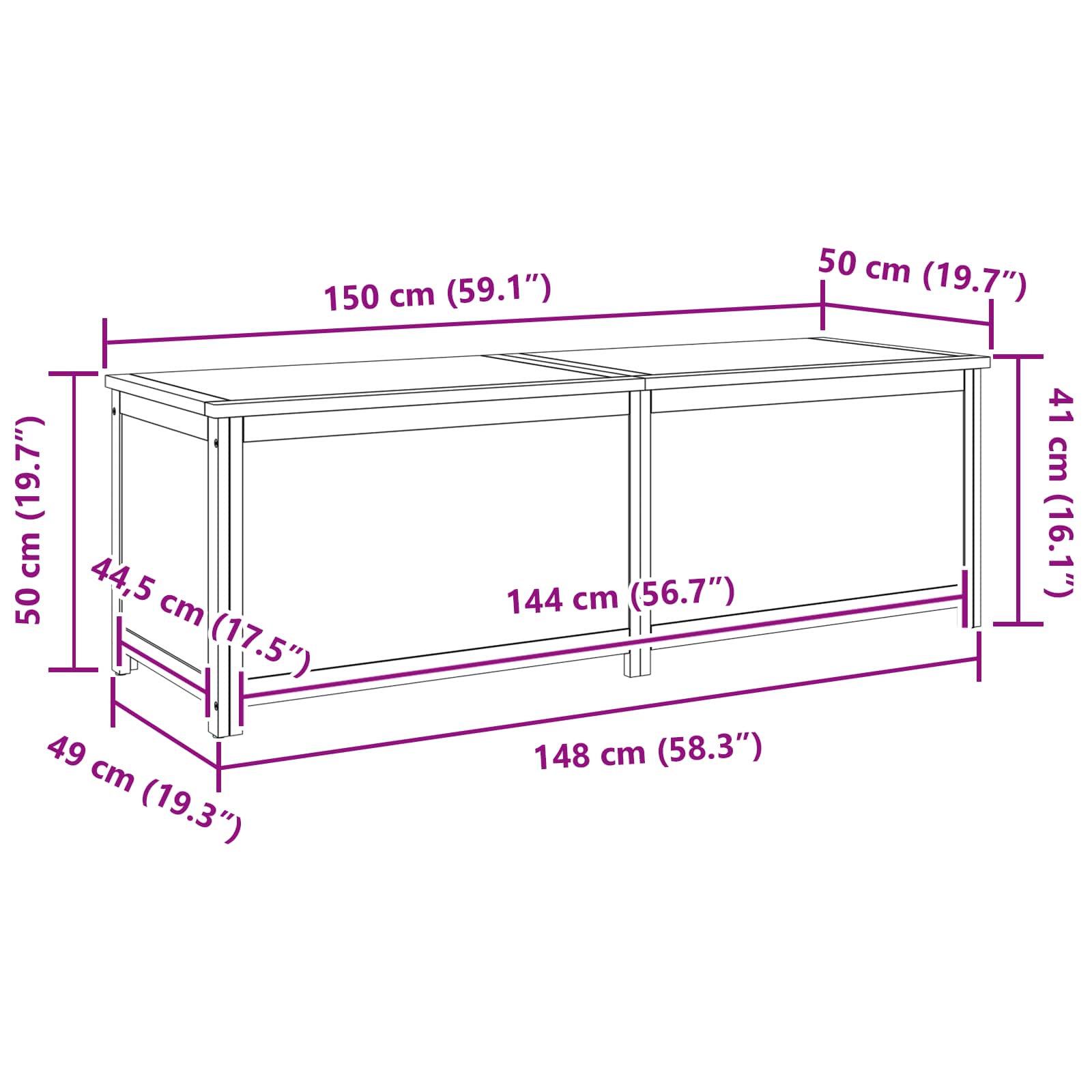 Aufbewahrungsbox 50 x 45 x 45 cm Massives Eichenholz