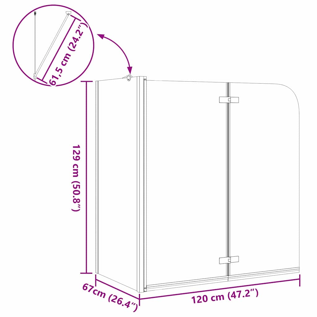 Duschabtrennung 120x68x130 cm Hartglas Gestreift