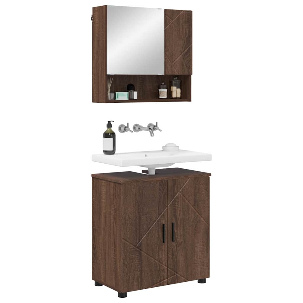 Badezimmermöbel-Set mit Tür 2 pcs Weiß Holzwerkstoff & Metall