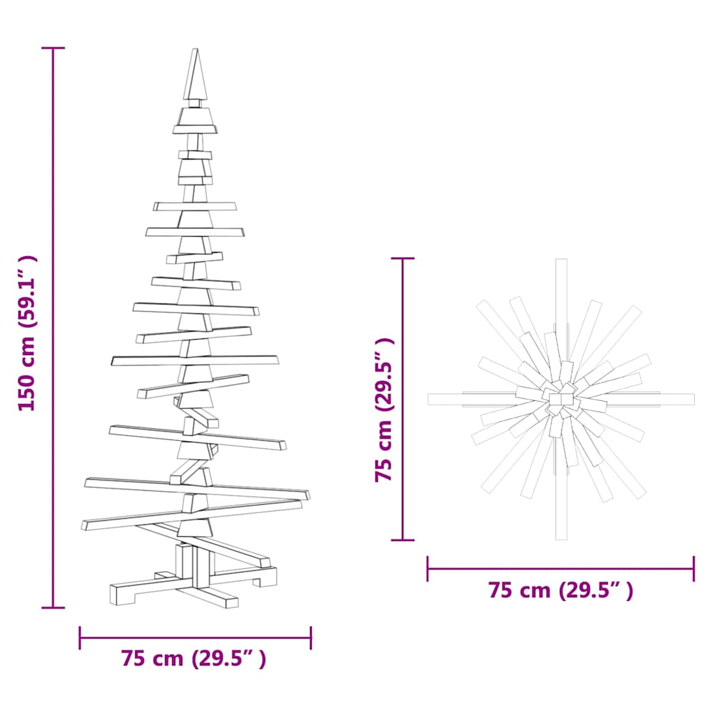 Weihnachtsbaum Holz zum Schmücken 60 cm Massivholz Kiefer