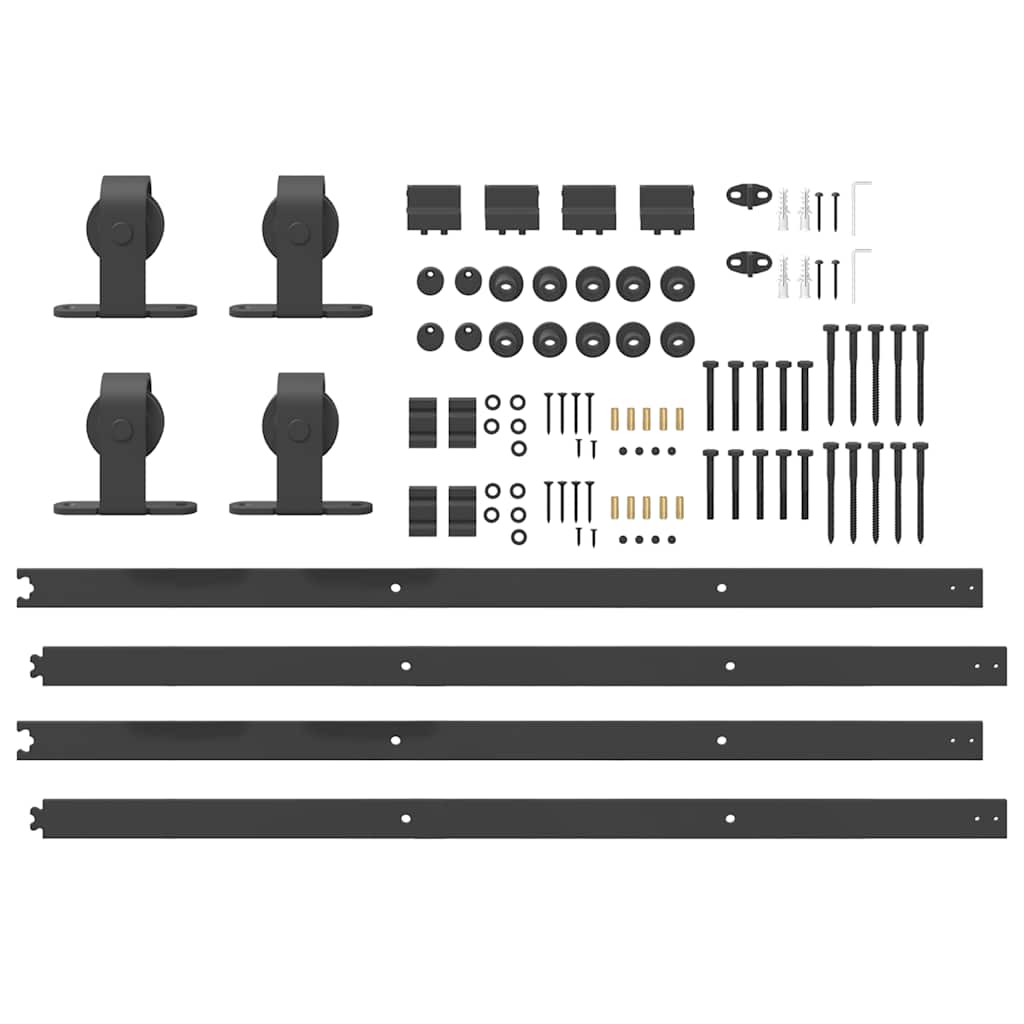 Schiebetürbeschlag-Set 183 cm Stahl Schwarz