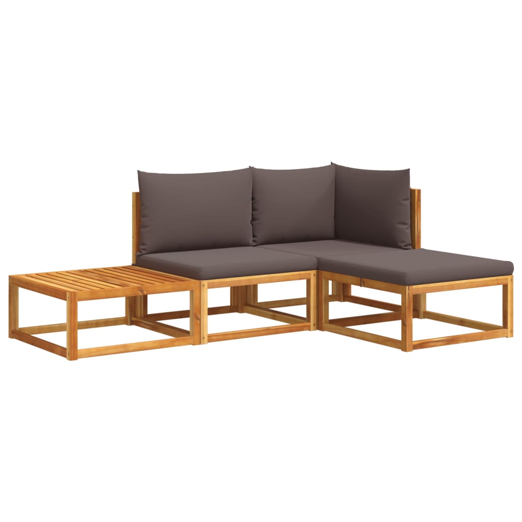 6-tlg. Gartensofa-Set mit Kissen Holz Akazie & Seil