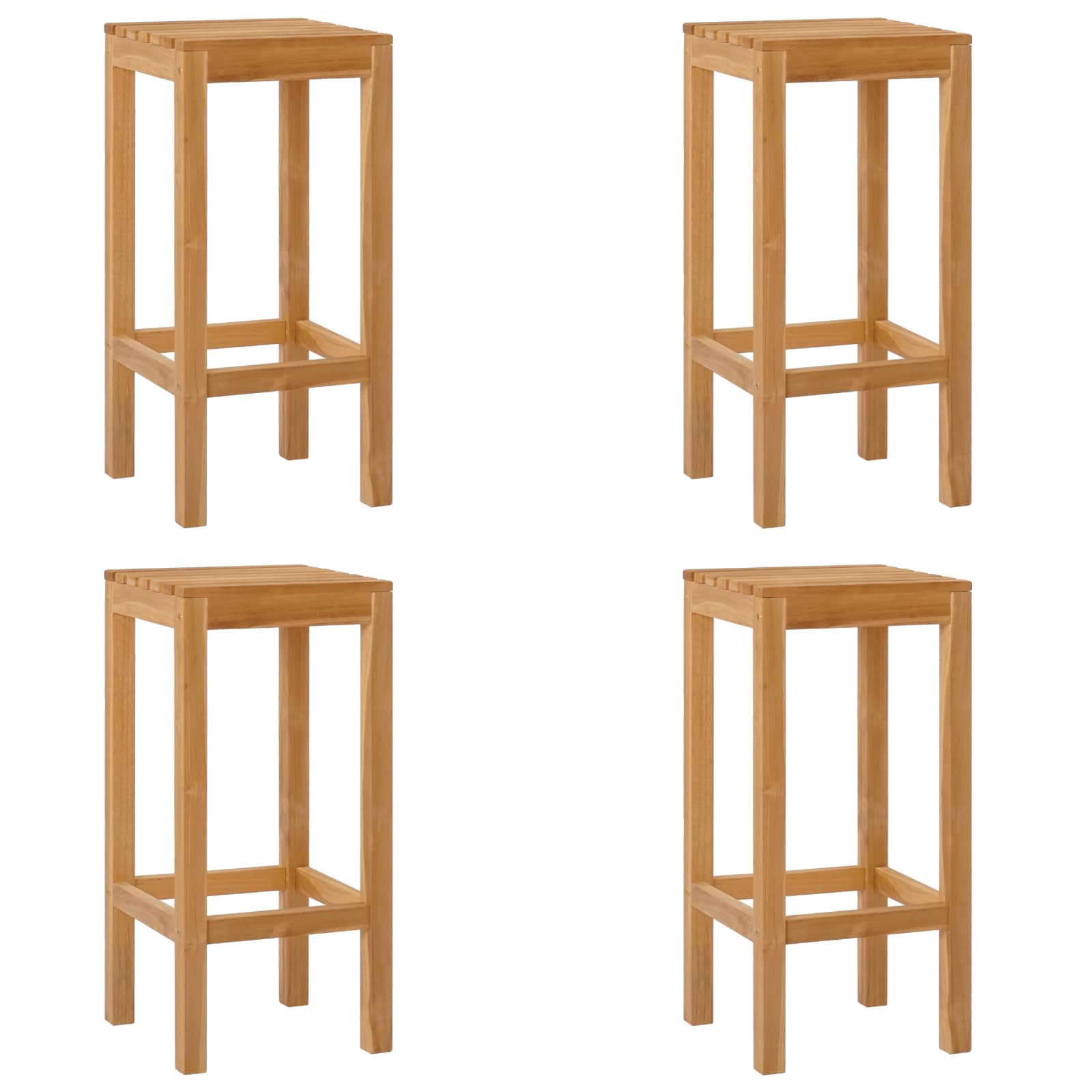 Barhocker 2 pcs Natur Massivholz Teak