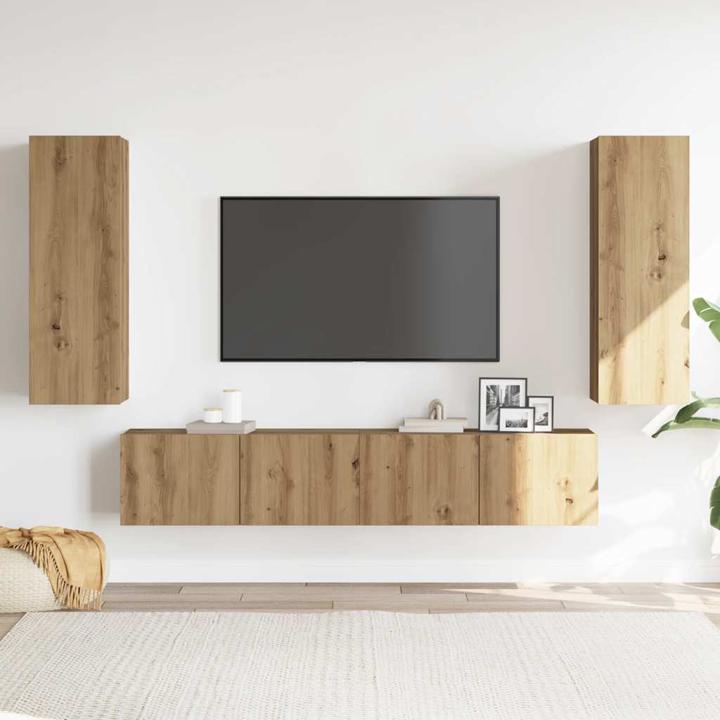 4-tlg. TV-Schrank-Set Weiß Holzwerkstoff