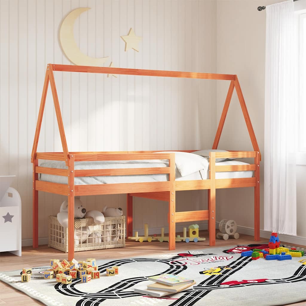 Dach für Kinderbett Weiß 209x95,5x88 cm Massivholz Kiefer