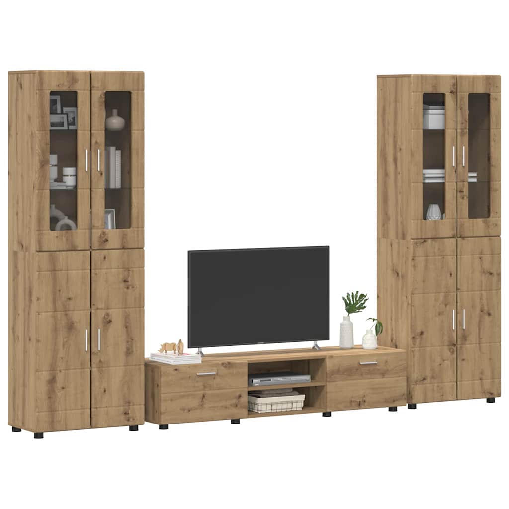 Highboard mit Regal FLORIN Weiß 60 x 35 x 182 cm Holzwerkstoff