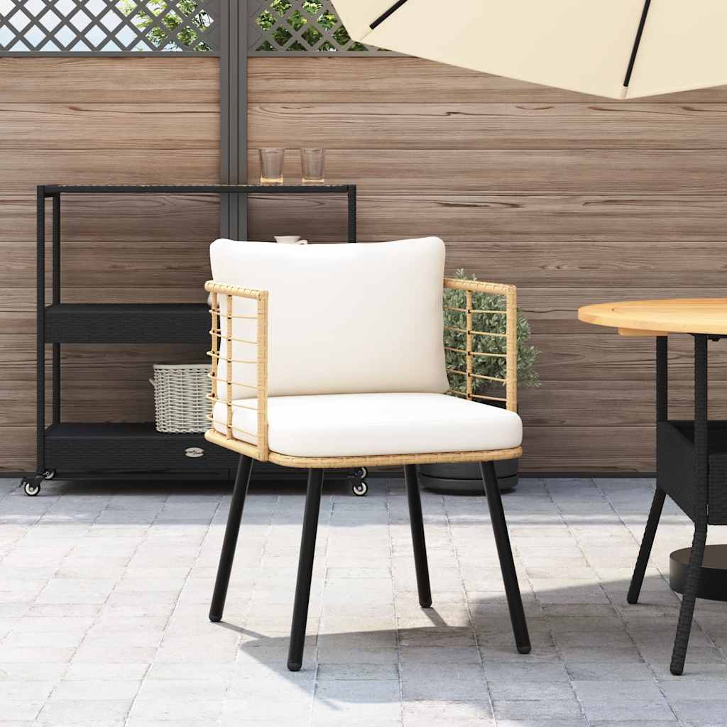 Gartensessel mit Kissen Schwarz Poly Rattan