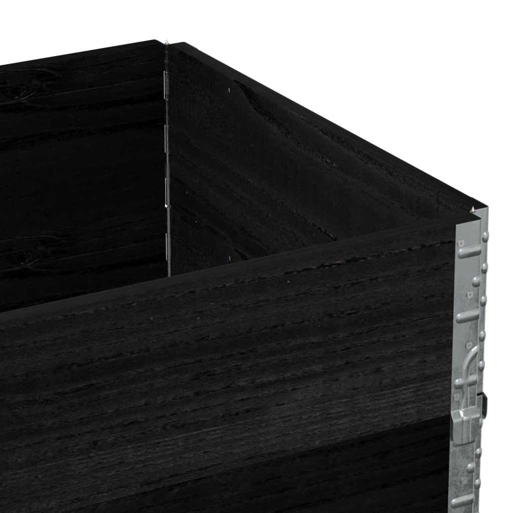 Paletten-Aufsatzrahmen Schwarz 80x60 cm Massivholz Kiefer