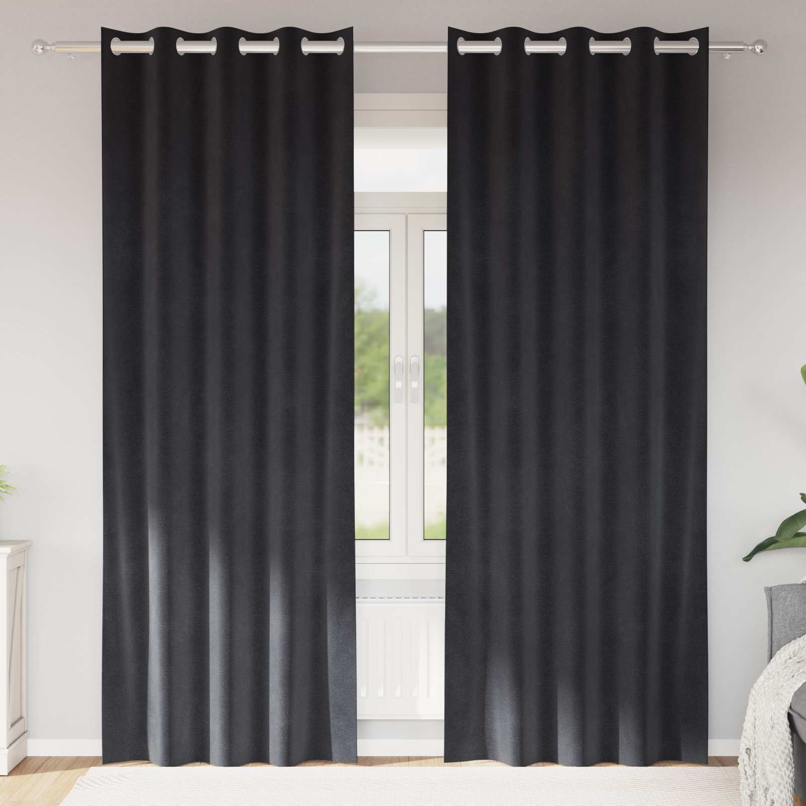 Verdunkelungsvorhänge 2 pcs Schwarz 140 x 140 cm Samt