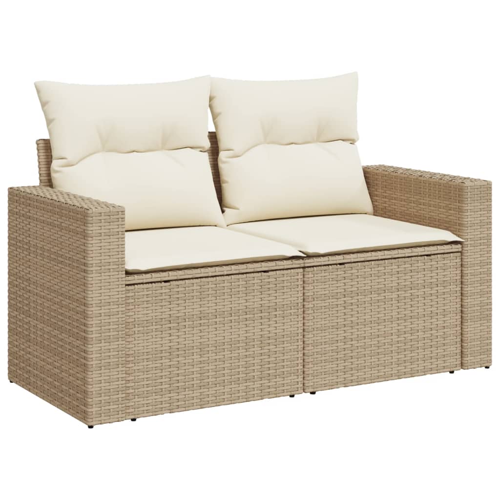 10-tlg. Garten-Sofagarnitur mit Kissen Schwarz Poly Rattan