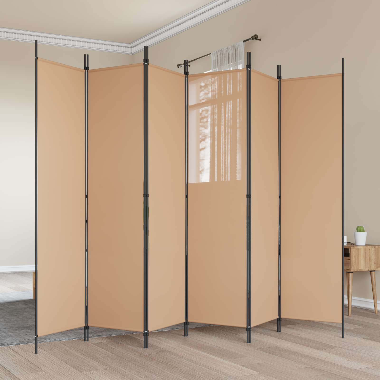 3-tlg. Paravent Schwarz 150x200 cm Stoff