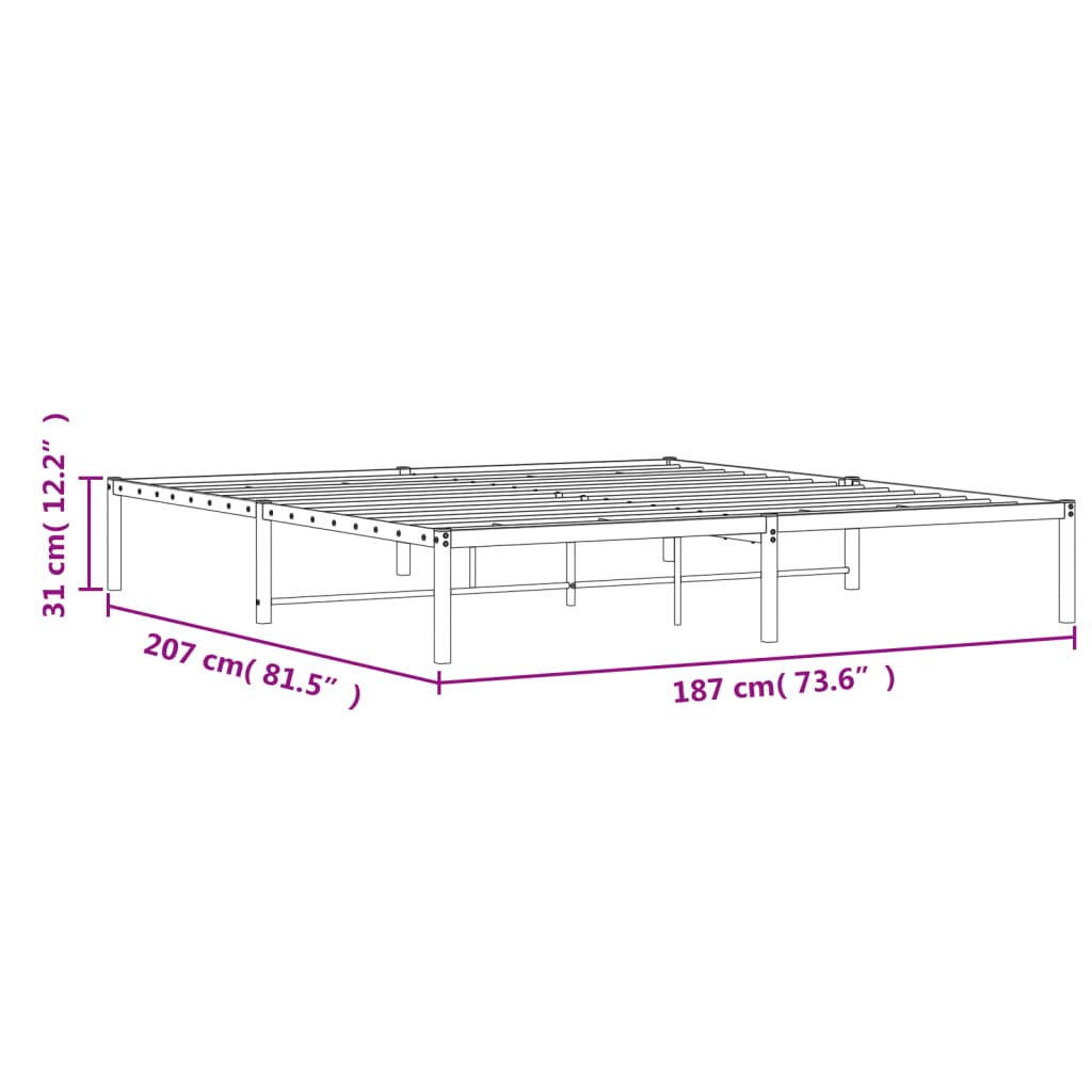 Bettgestell Metall Schwarz 75x190 cm
