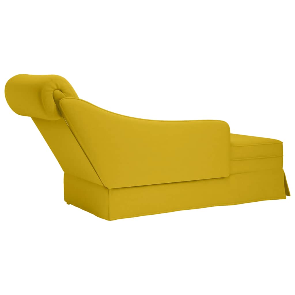 Chaiselongue mit Nackenrolle und Rechter Armlehne Blau Samt
