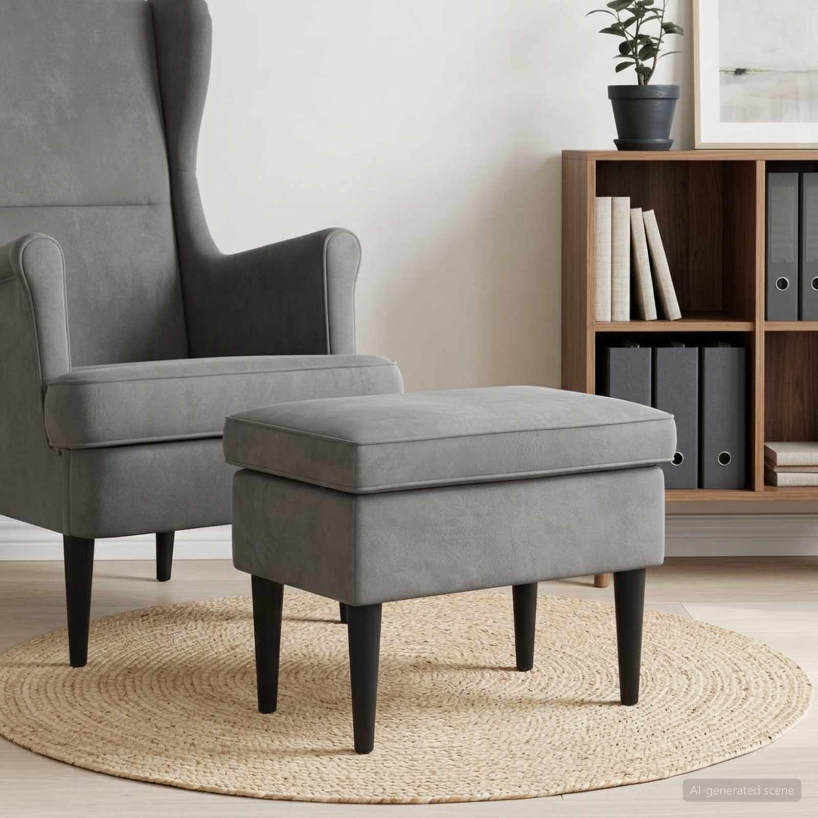 Hocker Hellgrau 55 x 35 x 41 cm Samt