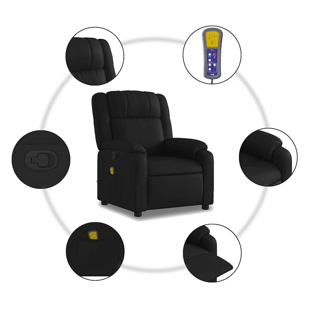 Massage-Relaxsessel, Kunstleder, Schwarz