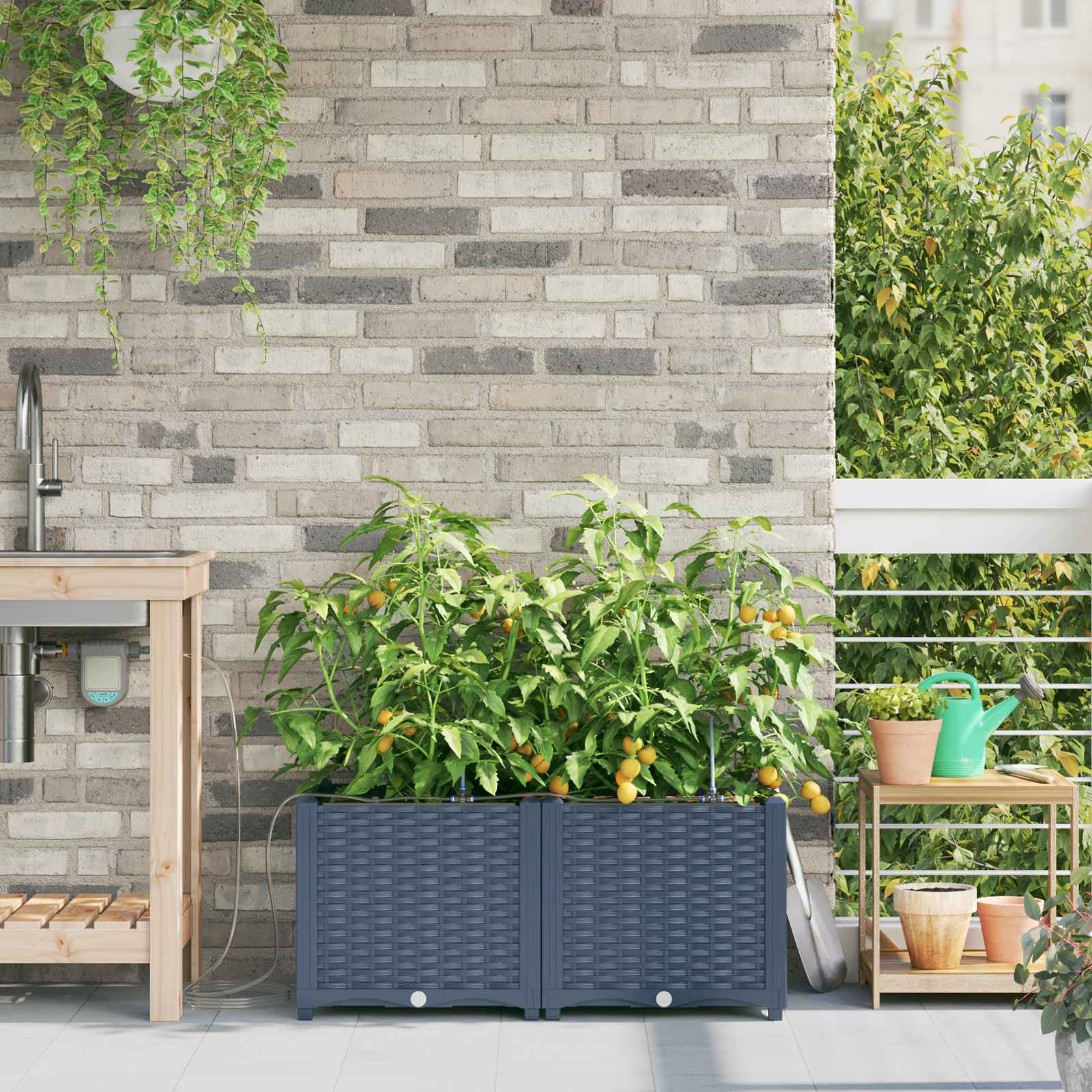 Garten-Pflanzgefäß 4 Stk. Braun 160 x 40 x 22 cm PP