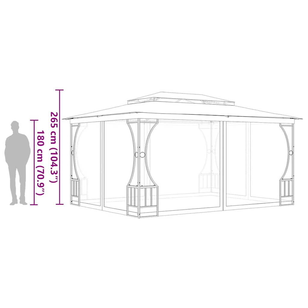 Pavillon mit Netz 300x300x265 cm Creme