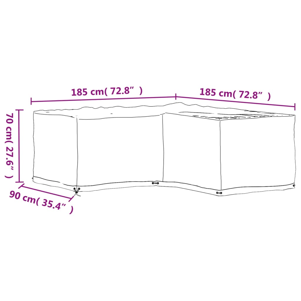 Gartenmöbel-Abdeckungen 2 Stk. L-Form 12 Ösen 250x250x90 cm