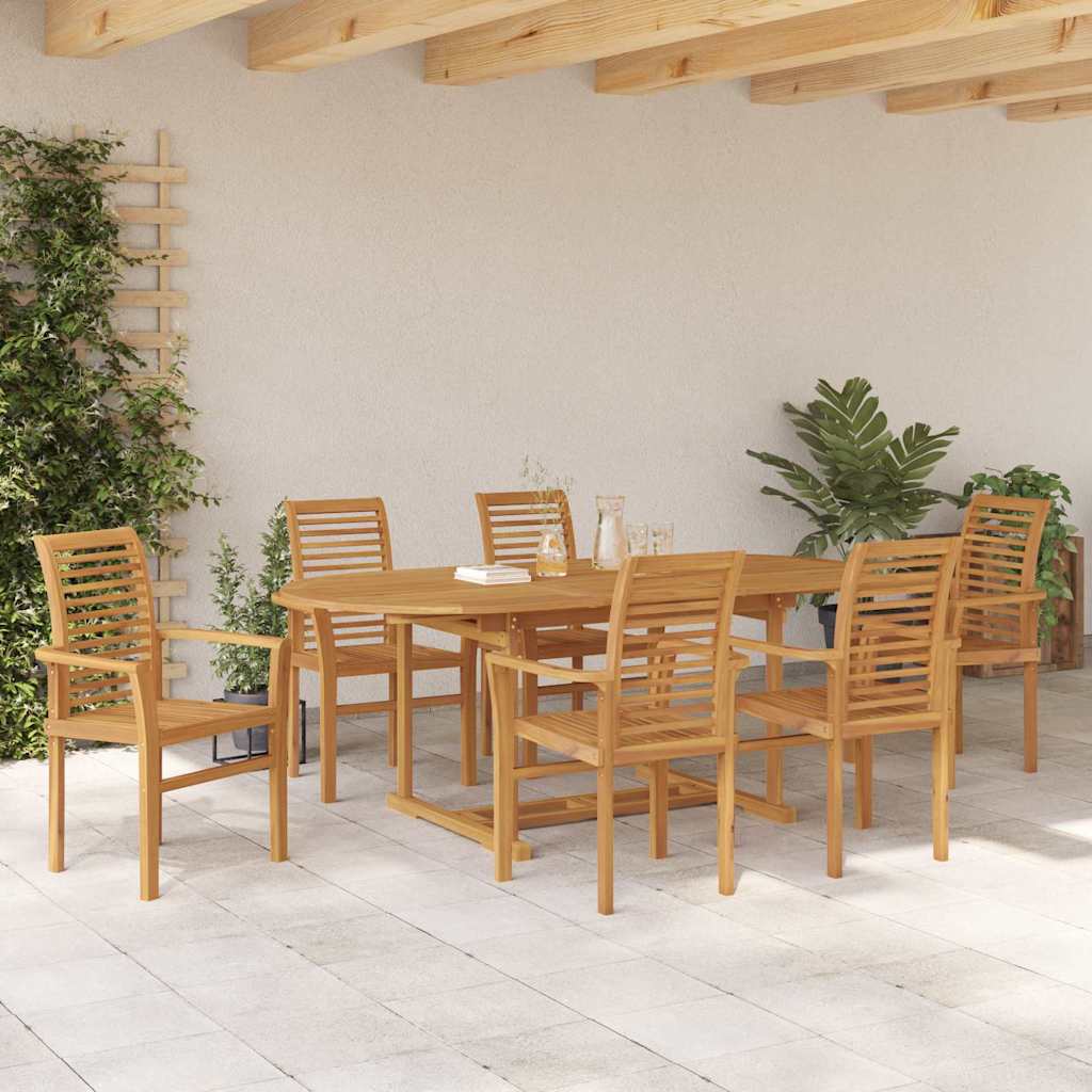 Garten Essgruppe 7 pcs Braun Massivholz Teak