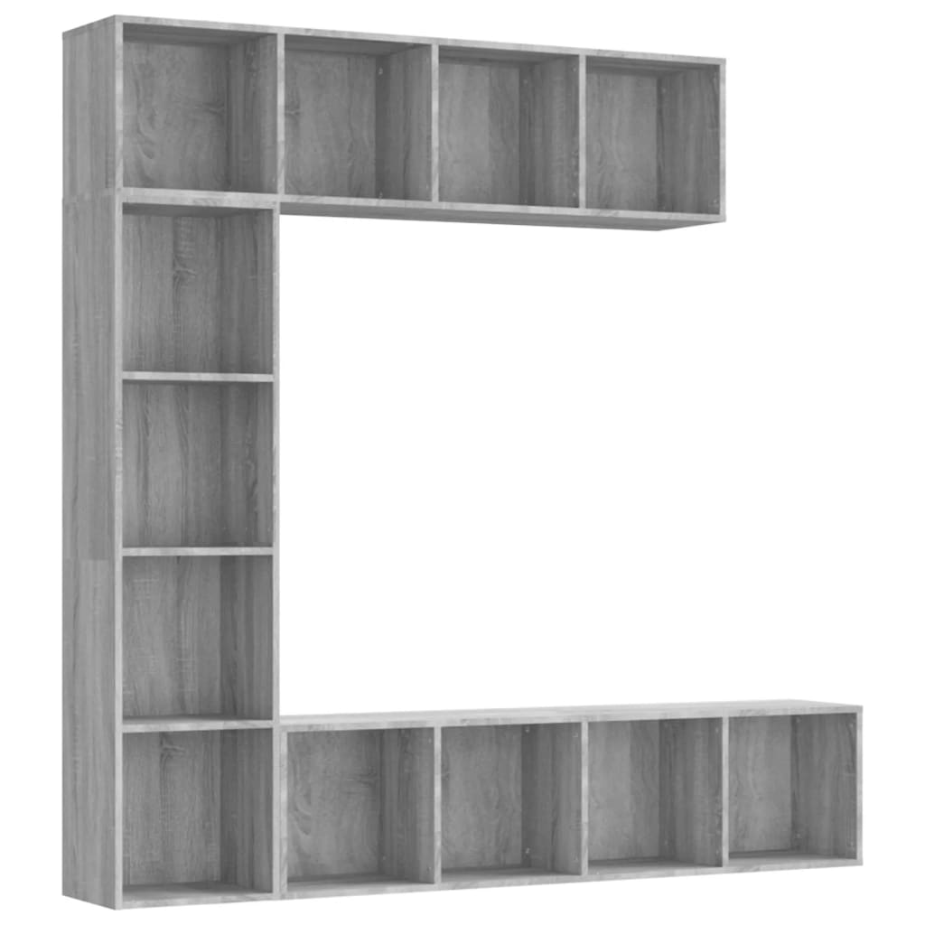 3-tlg. Bücher-/TV-Schrank Set Weiß 180×30×180 cm